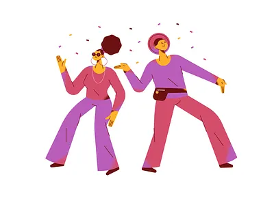 Dance afro boy character dance flat girl glasses icon illustration party vector
