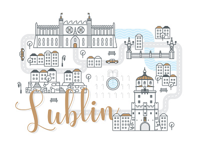 Polish Cities Serie / Lublin building city cityscape icons infographic lublin miasto panorama polska