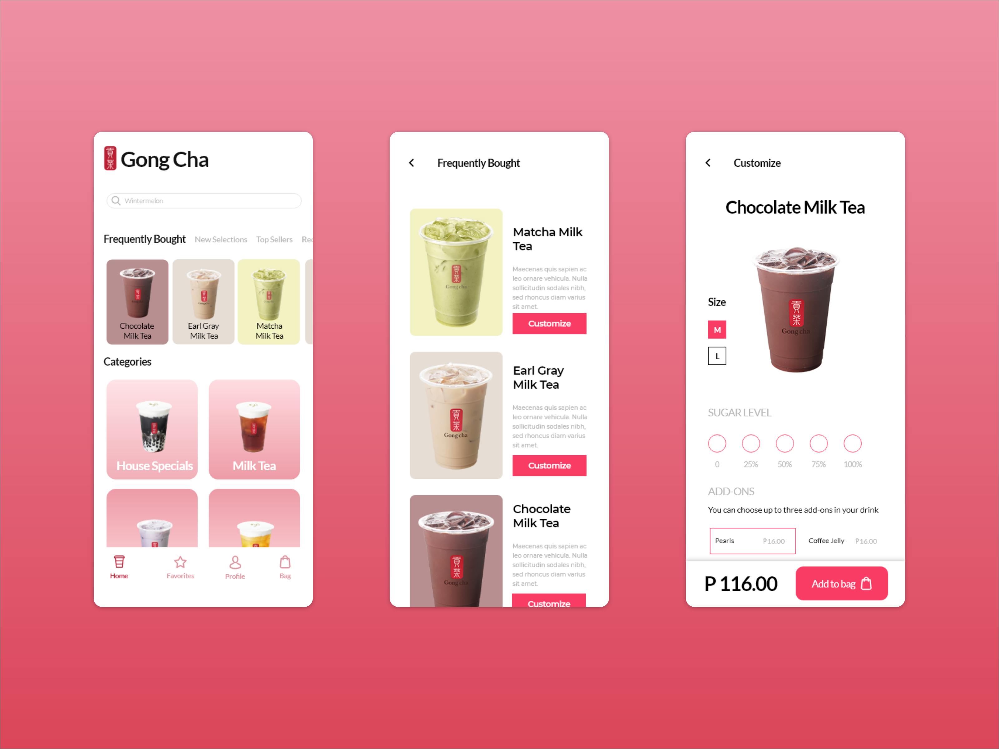 Example of Gong Cha App