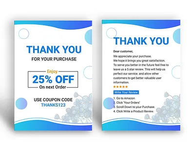 Amazon Thank You Card Design, Product Insert, Package Insert amazon fba blue business business card design card design clean corporate design creative custom design ecommerce gradient graphic design logo minimal product branding product card product design product insert thank you card design