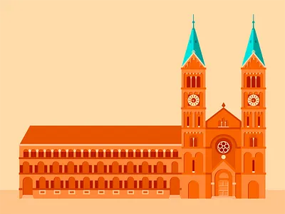 Franciscan Church (Maribor) building church digital digitalart flat flat building flat church flat illustration illustration illustration digital illustrator maribor orange vector