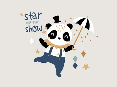Circus panda adorable animal animals character children circus cute hat nursery panda pattern design stars umbrella