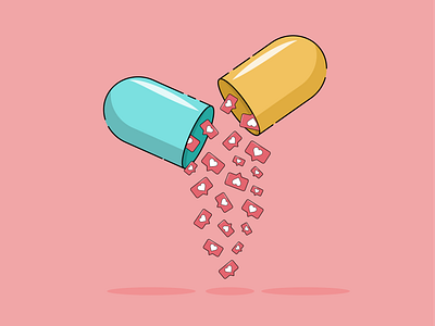 Pill with likes 💊 art colors design flat illustration illustrator likes pill vector