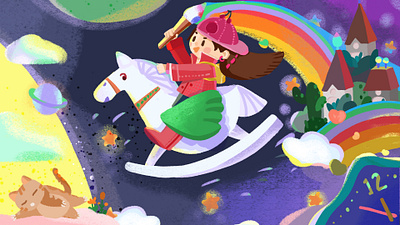 starry sky rider flat illustration