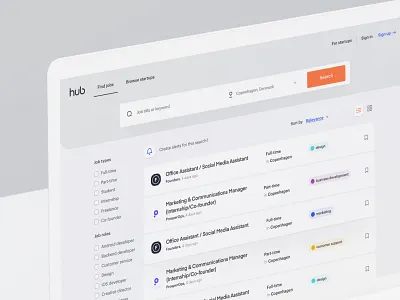 TheHub - Search Jobs 02 clean dashboard design interface jobs listing search ui user experience user interface ux web website