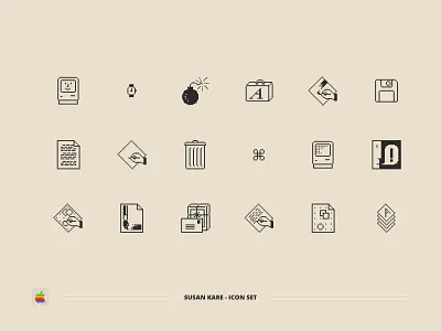 Macintosh Classic Icon Set 80s 8bit 8bits apple design icon icon set mac macintosh pixel redesign retro susankare ui vintage