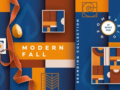 Modern Fall Branding Collection seamless Patterns abstract autumn branding colorful colors de stijl fall geometic illustrations logo minimalism seamless pattern ui vectors