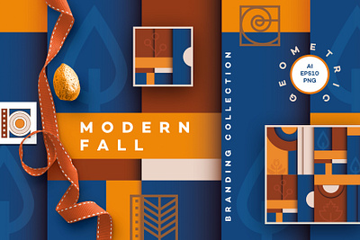 Modern Fall Branding Collection seamless Patterns abstract autumn branding colorful colors de stijl fall geometic illustrations logo minimalism seamless pattern ui vectors