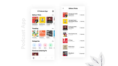 Podcast App app app ui clean app design clean ui design flat ui minimal minimal app design ui