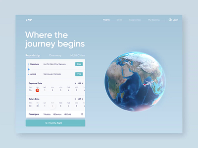 Flight Booking Concept 3d after effect aftereffects animation booking design flight layout ui ui design uxui visual