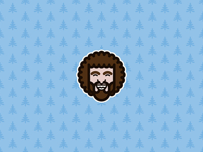 Bob Ross beat the devil out of it bob ross design flat happy little trees minimal pine portrait tree vector