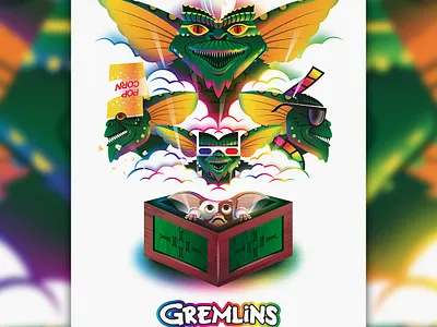 Gremlins 4k release 4k 80s movies alternative movie poster art artworking blu ray artwork design gremlins illustration pop art poster art poster design retro texture vector