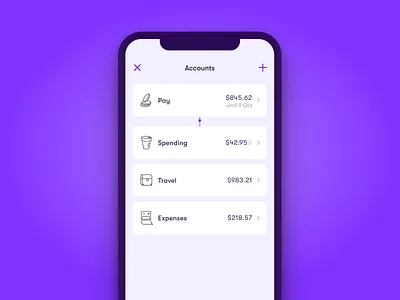 Wildcard - Accounts Redesign app clean finance interface minimal mobile money payments purple ui