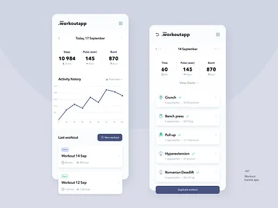 Workout tracker 041 application daily ui light ui mobile sport app tracker training workout