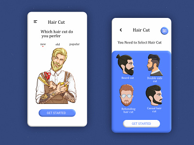 Hair cut App blue theam branding design hair cut app hair cut app illustration manish manish soni photoshop design style hair ui ux ux design vector