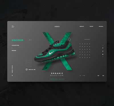 Dark Sneaker Theme adobexd dark mode dark theme dark ui ecommerce landing nike nike air prototype shoes sneaker ui webdesign