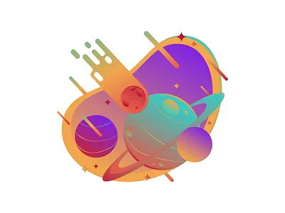 Planet design flat illustration meteor planets shooting stars vector