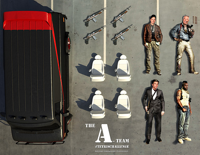 The A-Team #TetrisChallenge 3d 3dstudio max a team ateam b.a. baracus b.a. baracus face hannibal mr.t murdoch photoshop rendering tetrischallenge vray