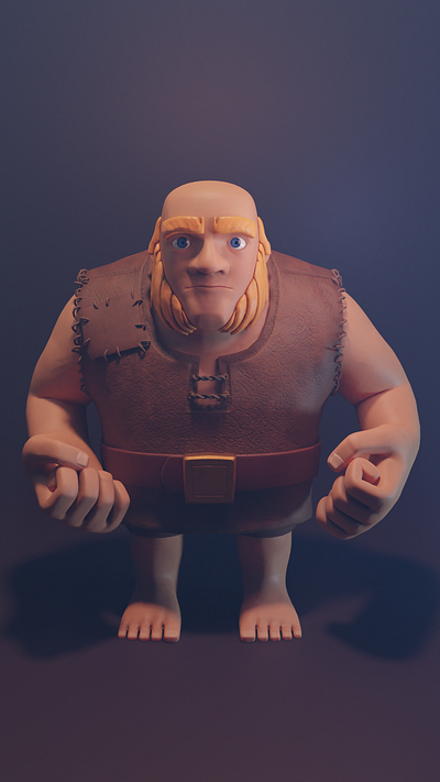 3D Mud Giant 3d 3d artist beard blender3d character characterdesign clash of clans clothes cute mud giant