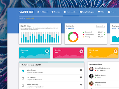 Sapphire Theme & Layout admin admin dashboard admin panel admin template angular branding crm dashboard design enterprise google material design java material material design material ui primefaces primeng reactjs sketch ui design vue