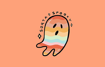 Rainbow Sorta Spooky color design drawing fall ghost ghosts halloween illustration lines psychedelic rainbow rainbows retro spooky stripes typography