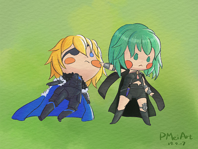 Dimitri X Byleth cute fanart illustration