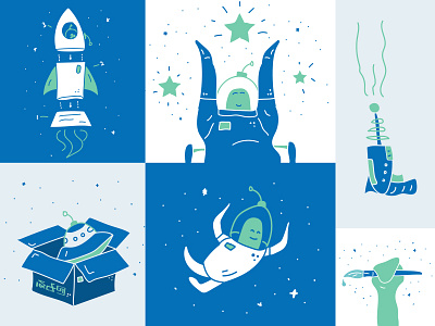 Illustration Exploration aliens blue brand fun green illustration playful space ui