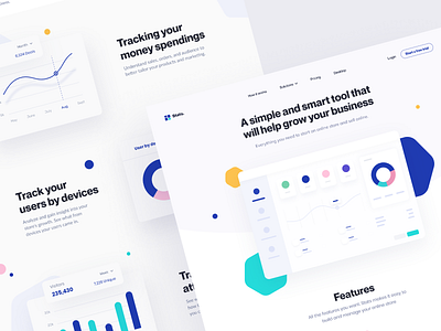 Stats - Landing page ai analytics app business dashboard design digital finance fintech landing page main reports review ui ux web