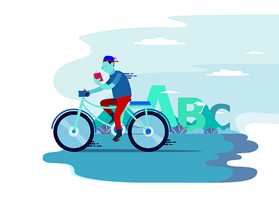 Reading while Biking art bicycle bike book illustration illustration art illustration design illustration digital letter literation reading study uidesign vector