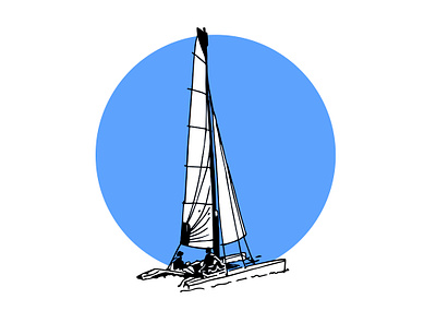 HOBIE CAT BOAT. SAILING TIME beach blue boat graphic artist hobie cat illustraion lifestyle minimalistic art ocean prints sail sailing sailor sea sketch sports summer tel aviv white