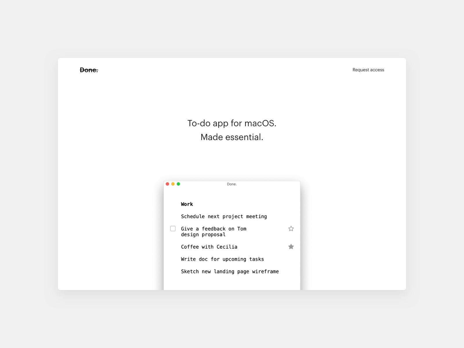 Example of To-do app for macOS. Made essential.