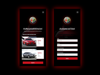 Test Drive Mobile UI l Alfa Romeo app app design ui ux web design