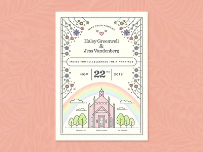 Wedding Invites design floral flowers gay illustration invitation invite marriage wedding wedding invitation