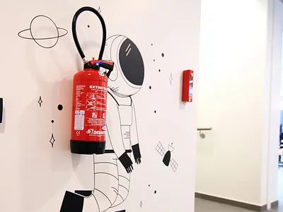 The astronaut astronaut extinguisher illustration planet space