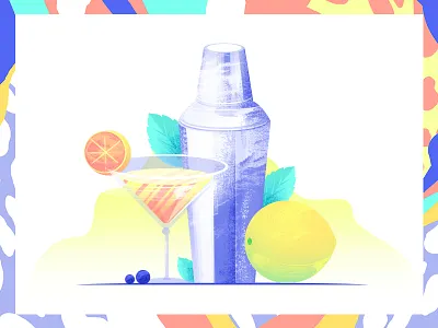 COCKTAIL barman cocktail fruit lime margarita mint montreal shaker vector art