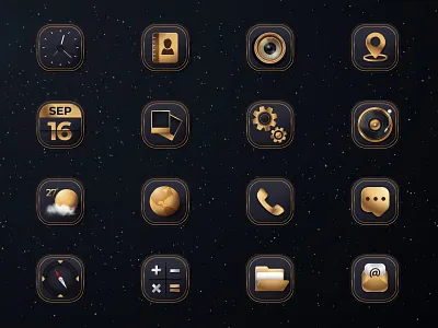 Smartphone 3d Icon Set with Gold Color gold icon set smartphone social media