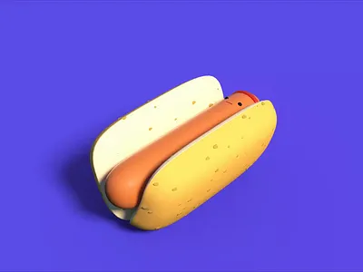 HotDog 3d 3d animation 3d motion cartoon cartoon character character character animation character design cinema 4d cinema4d food hot hotdog houdini ketchup octane render octanerender sausage