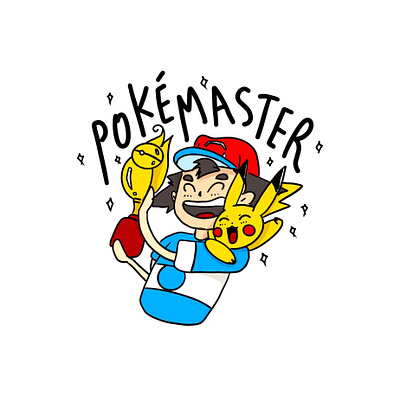 Pokemaster alola ash illustration master pikachu pokemon procreate satoshi win