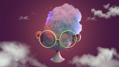 On Cloud Nine 3d 3d anime 3d art 3d cartoon 3d character 3d illustration anime charachter design character design childrens illustration clouds illustration pink hair