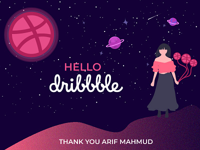 Hello Dribbble design drawing illustraion ui ux vector