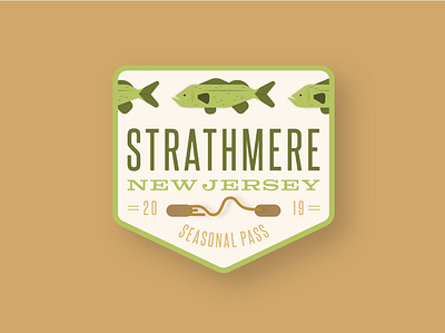 Strathmere Beach Tag adobe illustrator badge design beach beach tag branding design fish fish logo green identity illustration jersey cape jersey shore mockup new jersey tan typography