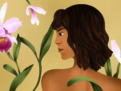 The Unlikely Story of the Body Who Loved the World body botanical character drawing earthy figure gay magazine illustration illustrative leaves nude orchid procreate texture woman
