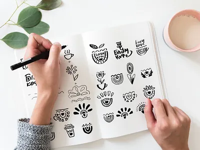 Sketches for cafe logo design logo sketch