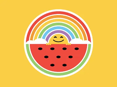Summer Vibes happy illustration rainbow sticker summer sun sunny watermelon