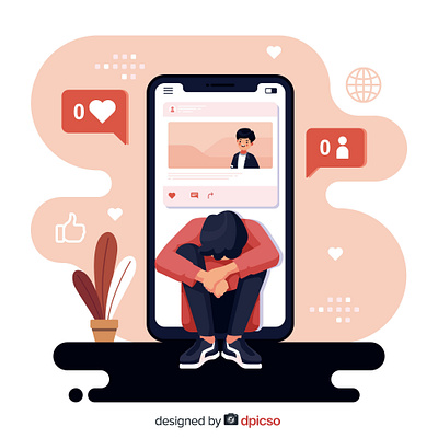 Social Media Killing Friendship concept vector Illustration. avatar connected feedback follow friend like marketing net post profile share smartphone society student tag teamwork technology template website worldwide