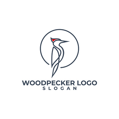 WOODPECKER animal brand line art logo woodpecker