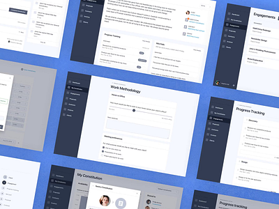 Project teaser availability client experience clients collaboration constitution contract dashboard engagements feedback freelancers invoices leads management system polls progress tracking proposals web app web application design website work