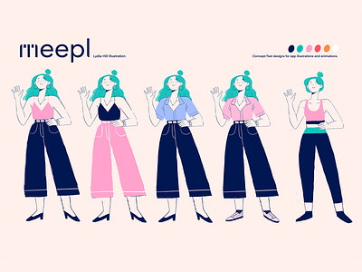 Character Design Concept Lineup for Meepl animation animation 2d app design character design character designer digital illustration editorial illustration fashion brand fashion design fashion illustration illustration illustration art mascot design