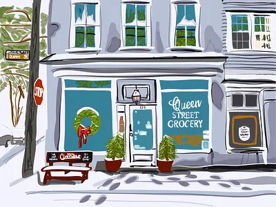 Dusting On Queen Street - Charleston, SC illustration