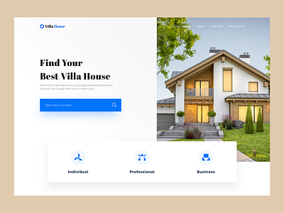 Villa House 2d clean design home house landingpage real estate ui villa